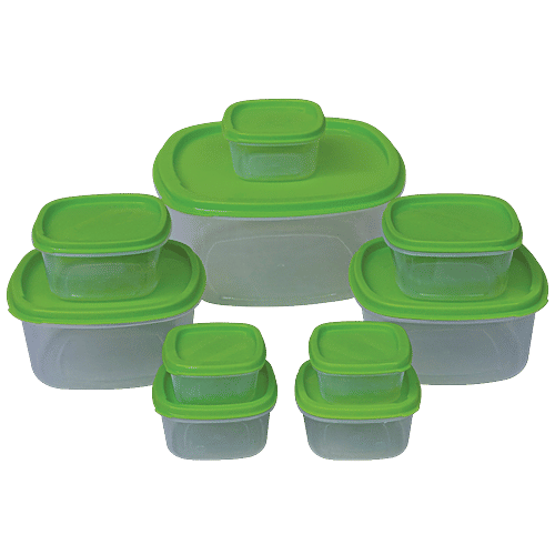 Buy Princeware Plastic Container Set Square Airtight, 5657C1, Green