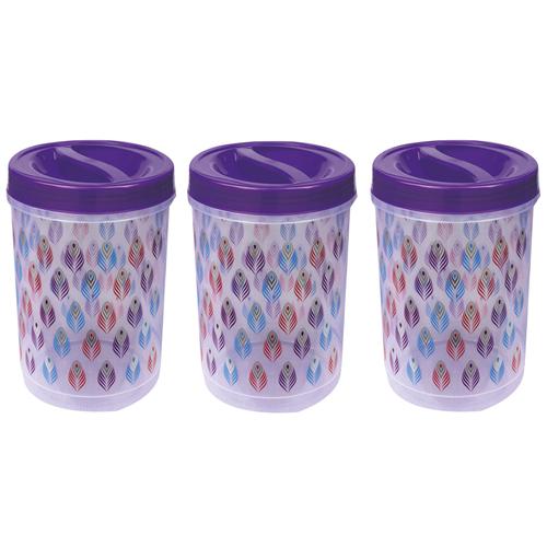 Princeware Dal Chana Plastic Storage Container/Dabba Set - Twister,  BPA-Free, 9431, Violet, 1.23 L