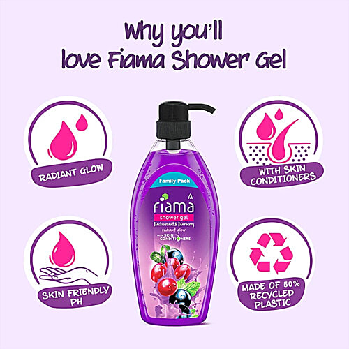 Fiama Blackcurrant & Bearberry Shower Gel - Family Pack, 900 ml  With Skin Conditioners, For Moisturised Skin