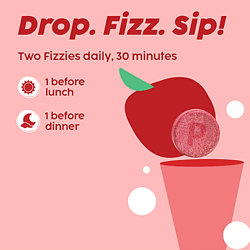 Plix Life Apple Cider Vinegar Effervescent Tablet - For Weight Management, Apple Flavour, 15 pcs  