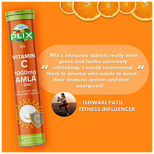 Buy PLIX Life Vitamin C 1000mg Amla + Zinc Effervescent Tablets