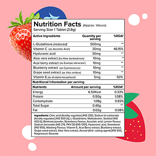 Plix Olena Glutathione Skin Glow Effervescent Tablet - Reduces Pigmentation, Strawberry, 15 pcs  