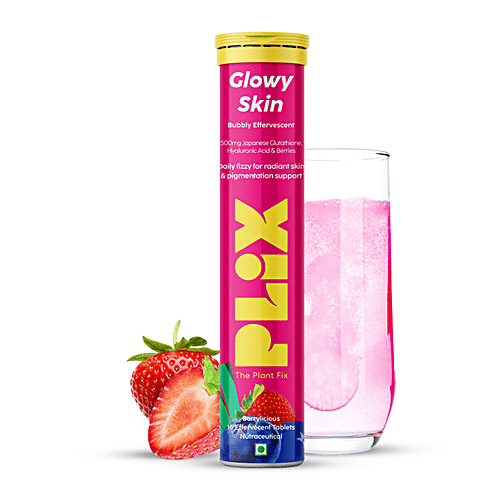 Plix Olena Glutathione Skin Glow Effervescent Tablet - Reduces Pigmentation, Strawberry, 15 pcs  