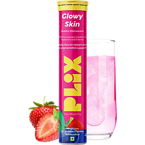 Plix Olena Glutathione Skin Glow Effervescent Tablet - Reduces Pigmentation, Strawberry, 15 pcs  