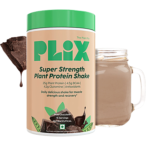 Plix Sport Strength Plant Protein Powder - Boosts Immunity Levels, Raw Chocolate, 500 g  