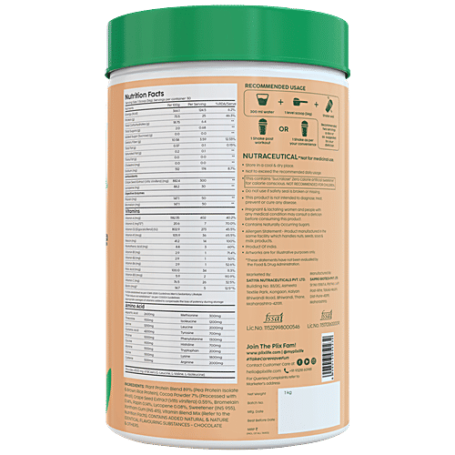 Plix Sport Strength Plant Protein Powder - Boosts Immunity Levels, Raw Chocolate, 1 kg