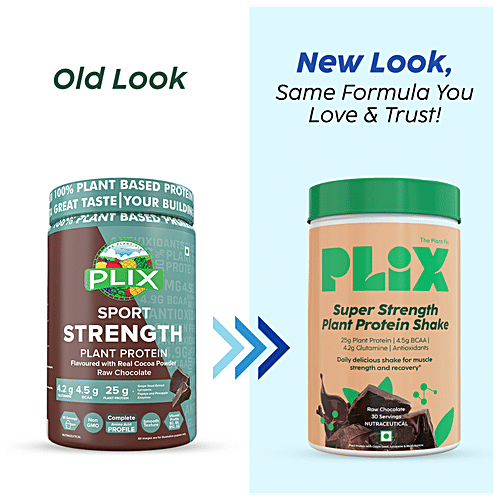 Plix Sport Strength Plant Protein Powder - Boosts Immunity Levels, Raw Chocolate, 1 kg