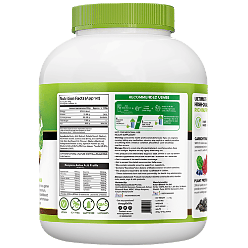 Plix Sport Plant Based Nutrition Mass Gainer - Supports Digestion, Rich Chocolate, 2.5 Kg  