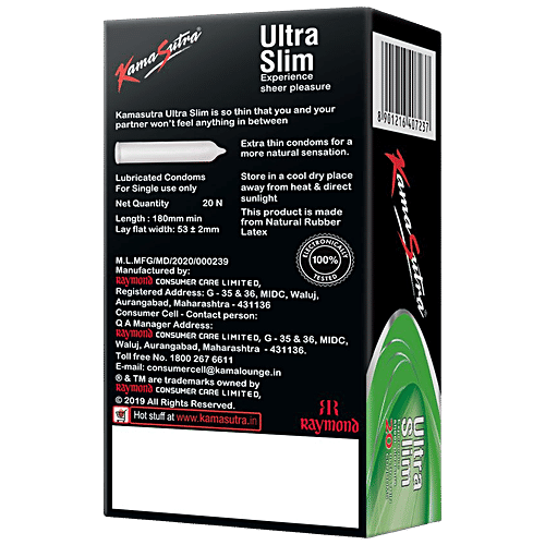 KamaSutra Ultra Slim Condom - For Complete Pleasure, Electronically Tested, 150 g (Pack of 20) 
