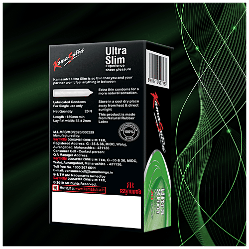 KamaSutra Ultra Slim Condom - For Complete Pleasure, Electronically Tested, 150 g (Pack of 20) 