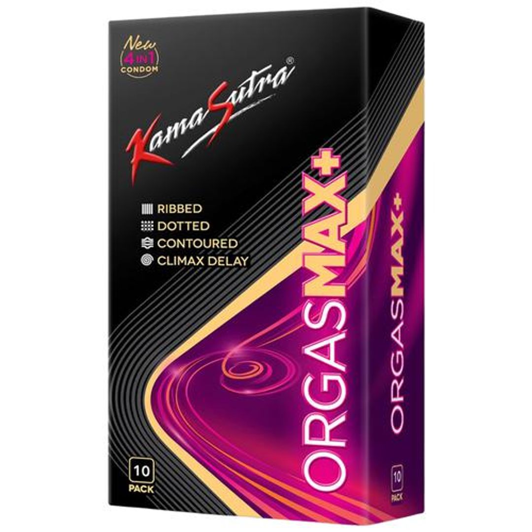 KamaSutra Orgasmax Plus Condom - Dotted, Ribbed, Contoured & Climax Delay, 100 g (Pack Of 10)