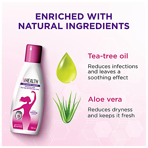 VHealth Intimate Wash - With Tea Tree Oil & Aloe Vera, Prevents Irritation & Itching, 50 ml  