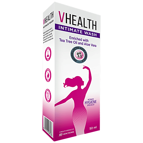 VHealth Intimate Wash - With Tea Tree Oil & Aloe Vera, Prevents Irritation & Itching, 50 ml  