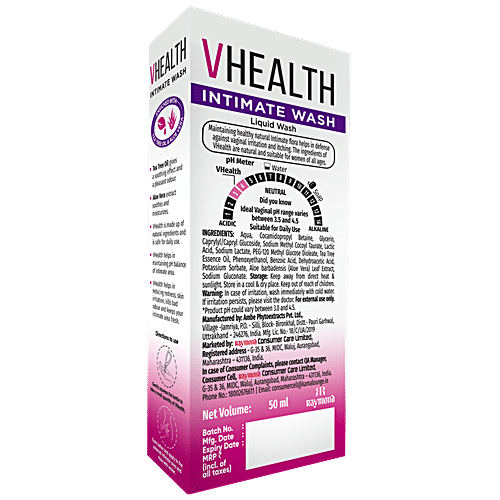 VHealth Intimate Wash - With Tea Tree Oil & Aloe Vera, Prevents Irritation & Itching, 50 ml  