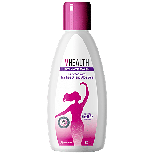 VHealth Intimate Wash - With Tea Tree Oil & Aloe Vera, Prevents Irritation & Itching, 50 ml  