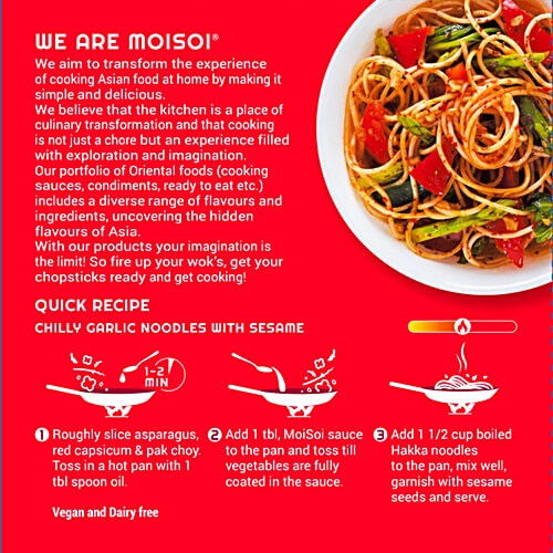 Moi Soi Hot Garlic Sauce - Used As Spread, Marinade, Dip & For Making Chinese, Asian, Thai & Stir Fry Dishes, Vegan, 175 g