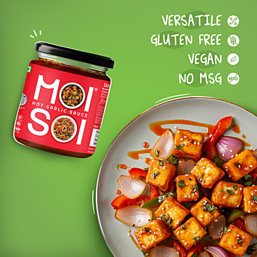 Moi Soi Hot Garlic Sauce - Used As Spread, Marinade, Dip & For Making Chinese, Asian, Thai & Stir Fry Dishes, Vegan, 175 g