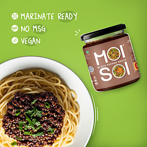 Moi Soi Black Pepper Sauce - Used As Spread, Marinade, Dip & For Making Chinese, Asian, Thai & Stir Fry Dishes, Vegan, 175 g  Bold Peppery Perfection
 Marinate Ready
 Vegan