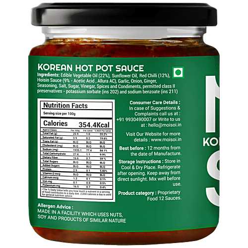 Moi Soi Korean Hot Pot Sauce, 175 g Used As Spread, Marinade, Dip & For Making Chinese, Asian, Thai & Stir Fry Dishes, Vegan