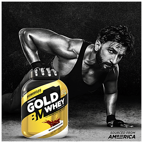 Bigmuscles Nutrition Premium Gold Whey Protein Isolate - Belgian Chocolate, 25g Protein Per Serve, 2 kg  