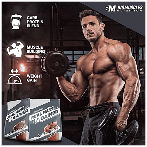 Bigmuscles Nutrition Real Mass Gainer - Cookie & Cream, For Muscle Growth, Recovery & Nutrition, 750 g  