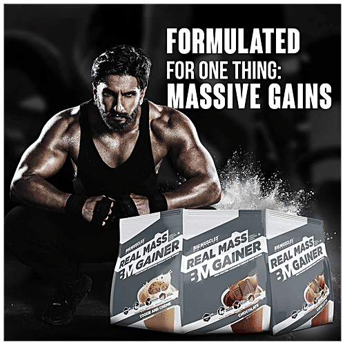 Bigmuscles Nutrition Real Mass Gainer - Cookie & Cream, For Muscle Growth, Recovery & Nutrition, 750 g  