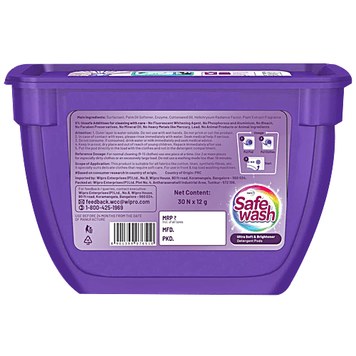 Buy Safewash Ultra Soft & Brightener Liquid Detergent Pods For Front