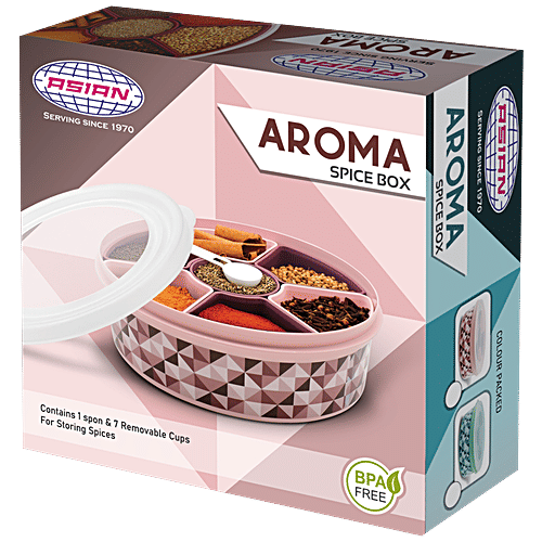 Buy Asian Masala/Dryfruit Spice Plastic Box BPAFree, 7 Compartments, Pink Online at Best