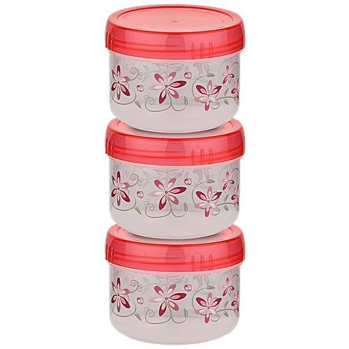 Asian Plastic Masala Storage Dabba/Containers Set - Turn & Lock, Multipurpose, Pink, 600 ml (Set of 3) 