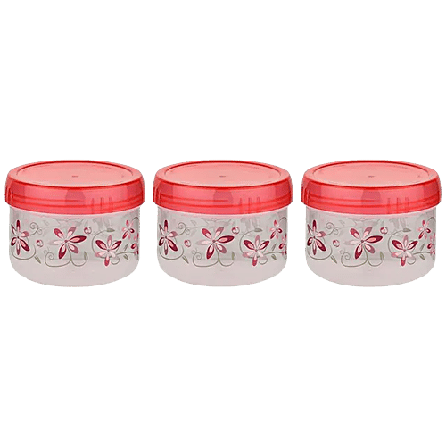 Asian Plastic Masala Storage Dabba/Containers Set - Turn & Lock, Multipurpose, Pink, 600 ml (Set of 3) 