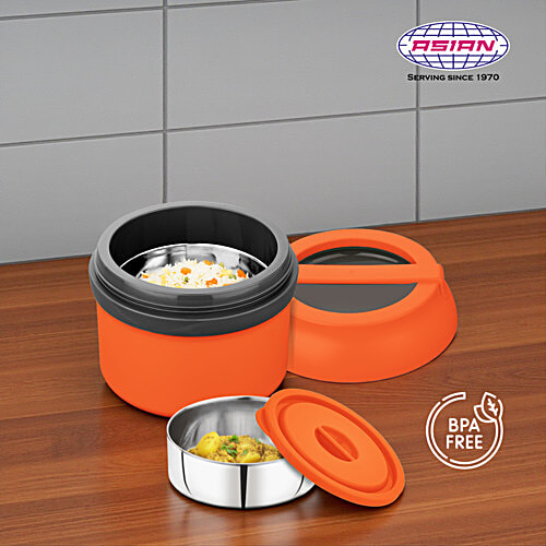 Asian Steel Lunch Box Wonder Meal Junior - Orange, 700 ml