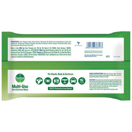 Dettol Germ Protection Wet Wipes - For Skin & Surfaces, 80 pcs  Moisture Lock Lid