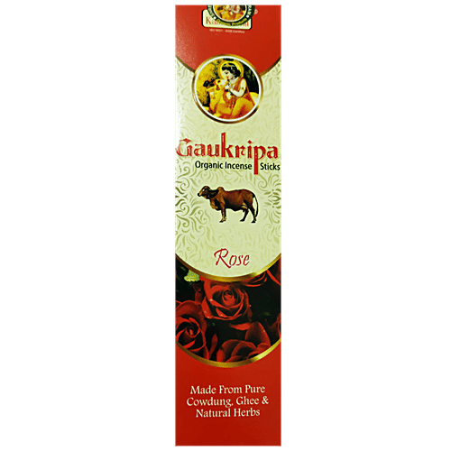 Kamdhenu Gaukripa Organic Incense Agarbatti Sticks - Rose, Made From Cow Dung, Ghee, Herbs, 120 g  