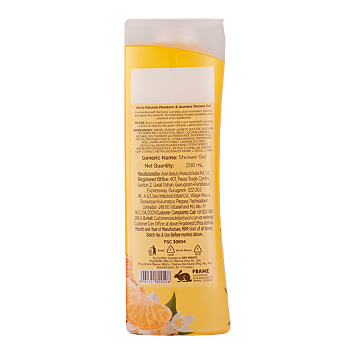 Avon Naturals Body Care Shower Gel - Mandarin & Jasmine, Provides Mild Moisture, 200 ml