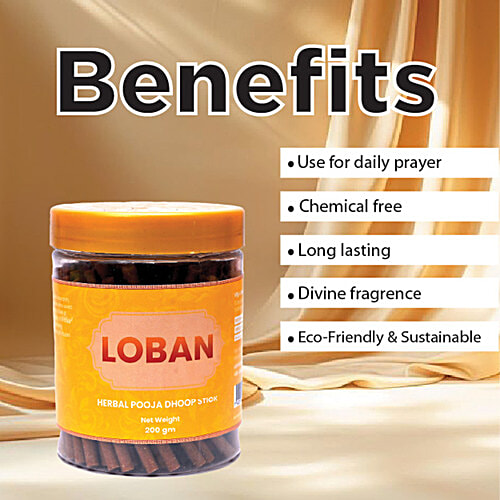 Mangal Bhavan Loban Herbal Pooja Dhoop Stick - With Stand, 200 g Herbal Pooja Dhoop
Natural Ingredients