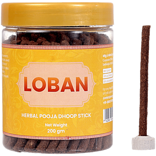Mangal Bhavan Loban Herbal Pooja Dhoop Stick - With Stand, 200 g Herbal Pooja Dhoop
Natural Ingredients