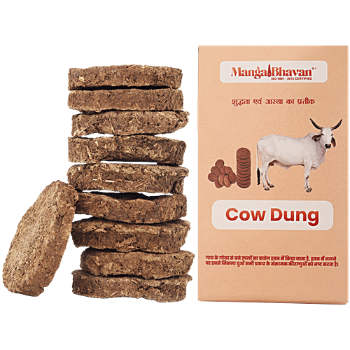 Mangal Bhavan Cow Dung Cake, 140 g (10 pcs) Purifies Environment
 Dispels Negative Energy
 Insect Repellent