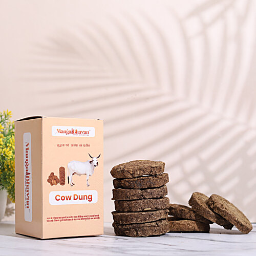Mangal Bhavan Cow Dung Cake, 140 g (10 pcs) Purifies Environment
 Dispels Negative Energy
 Insect Repellent