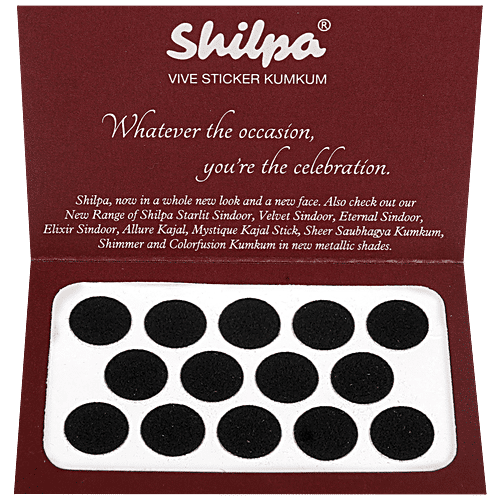 Shilpa Vive Sticker Kumkum - Size 2.5, Black, 1 pc (Pack of 15) Dermatologically Tested