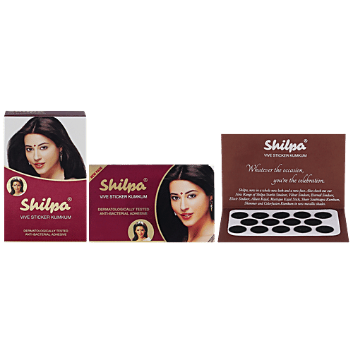 Shilpa Vive Sticker Kumkum - Size 2.5, Black, 1 pc (Pack of 15) Dermatologically Tested