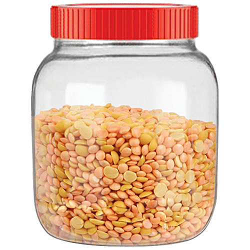 Glass Ideas Glass Jar With Red Lid - Airtight, Multipurpose, 500 ml