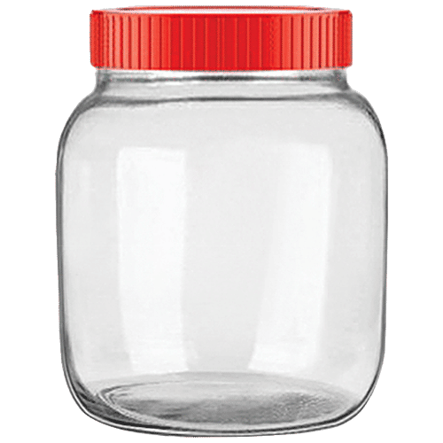 Glass Ideas Glass Jar With Red Lid - Airtight, Multipurpose, 500 ml