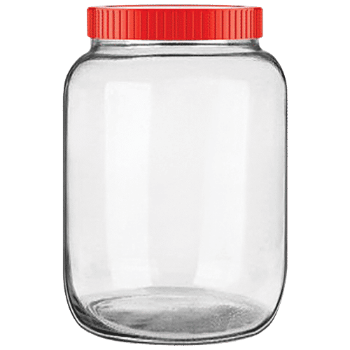 Buy Glass Ideas Glass Jar With Red Lid Airtight, Multipurpose Online