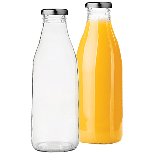 Glass Ideas  Glass Bottle  with Metal Lid, 950 ml each (Set of 2) 