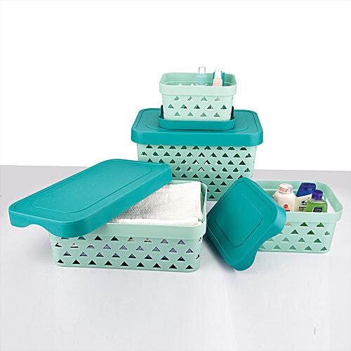 Asian Multistar Fruit /Kitchen Storage Basket - Multipurpose, Durable, Pastel Blue, 4 pcs  Multipurpose Storage
 Durable Design