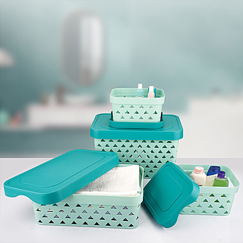 Asian Multistar Fruit /Kitchen Storage Basket - Multipurpose, Durable, Pastel Blue, 4 pcs  Multipurpose Storage
 Durable Design