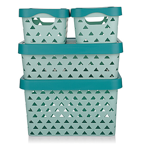 Asian Multistar Fruit /Kitchen Storage Basket - Multipurpose, Durable, Pastel Blue, 4 pcs  Multipurpose Storage
 Durable Design