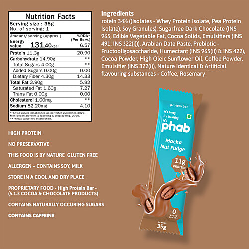 Phab Bar Mocha Fudge 11 g Protein, 35 g