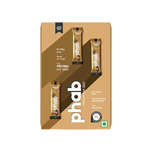 Phab Mini Protein Bar - Low Sugar, Gluten-free, Mocha Nut Fudge, 35 g (Pack of 6) 