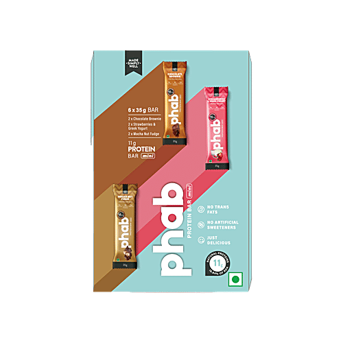 Phab Mini Protein Bar - Low Sugar, Gluten-free, Assorted Flavours, 35 g (Pack of 6)